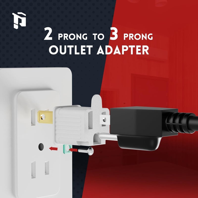 PLUGTUL 2 Prong to 3 Prong Outlet Adapter, Polarized Grounded Outlet Converter, Wall Outlet Plug for Household, Workshops, ETL Listed, 10-Pack, White - Image 3